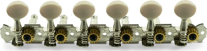 WD 6-On-A-Plate Open Back Steel String Tuning Machines Chrome With Plastic Buttons
