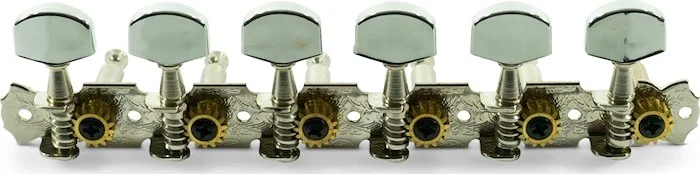 WD 6-On-A-Plate Open Back Steel String Tuning Machines Chrome With Plated Buttons