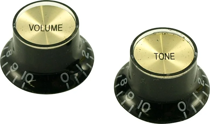 WD Bell Knob Set Of 2 Black With Gold Top (1 Volume, 1 Tone)