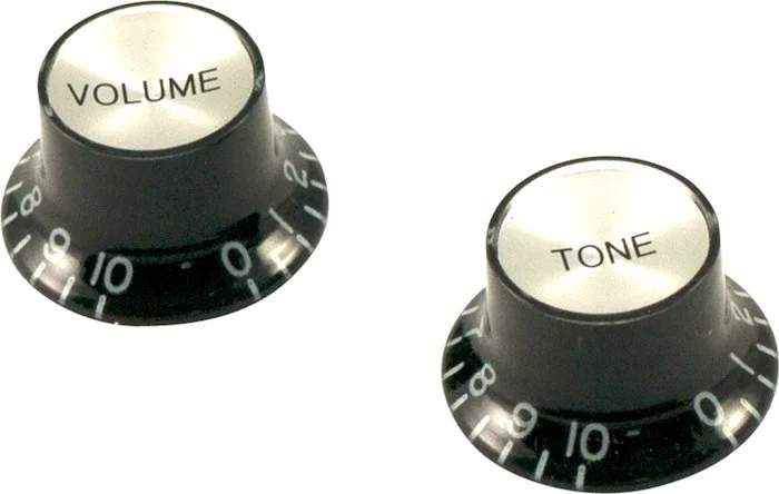 WD Bell Knob Set Of 2 Black With Silver Top (1 Volume, 1 Tone)