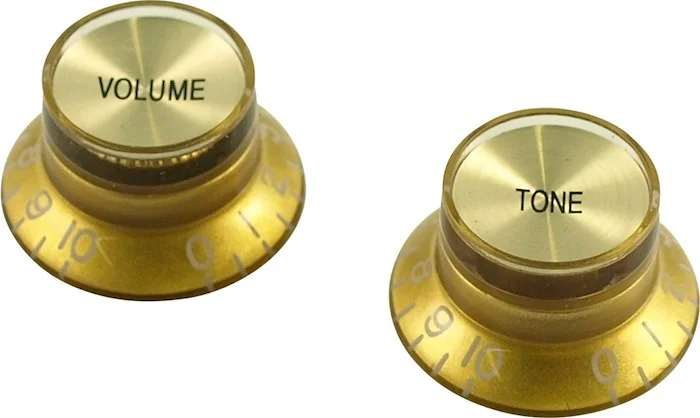 WD Bell Knob Set Of 2 Gold With Gold Top (1 Volume, 1 Tone)