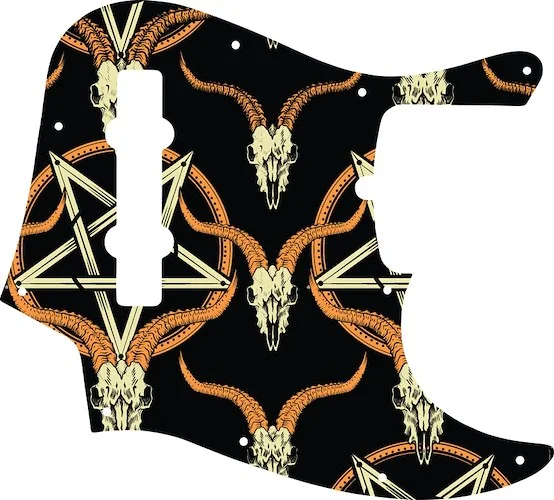 WD Custom Pickguard For American Made Fender 5 String Jazz Bass #GOC01 Occult Goat Skull & Pentagram Graphic
