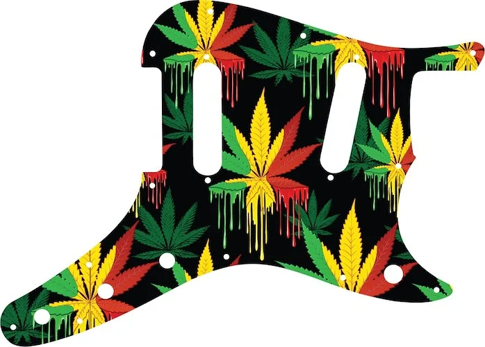 WD Custom Pickguard For Fender 1956-1964 Duo-Sonic 12 Hole #GC01 Rasta Cannabis Drip Graphic
