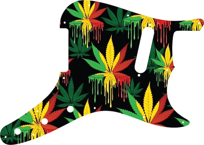 WD Custom Pickguard For Fender 1957-1976 Musicmaster #GC01 Rasta Cannabis Drip Graphic
