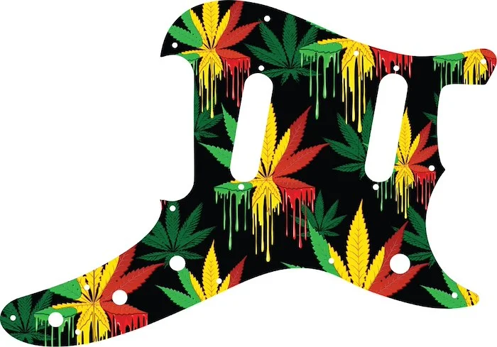 WD Custom Pickguard For Fender 1993-1996 Duo-Sonic Reissue #GC01 Rasta Cannabis Drip Graphic