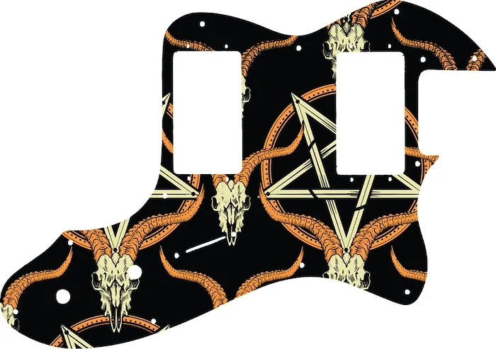 WD Custom Pickguard For Fender 1999-Present Made In Mexico Or 2012-2013 American Vintage '72 Telecaster Thinline #GOC01 Occult Goat Skull & Pentagram Graphic