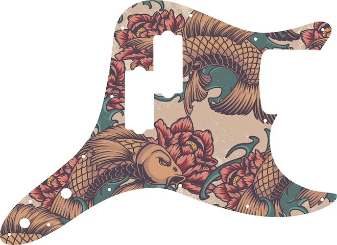 WD Custom Pickguard For Fender 2002-2010 Mark Hoppus Signature Bass #GT01 Koi Tattoo Graphic