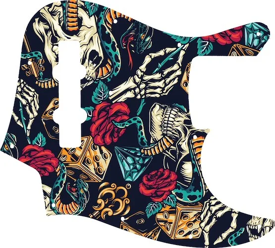 WD Custom Pickguard For Fender 2010-2012 Made In Japan Geddy Lee Limited Edition Jazz Bass #GT03 Vintage Flash Tattoo Graphic