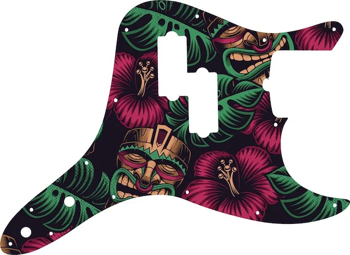 WD Custom Pickguard For Fender 2011-Present Reverse Pickup Mark Hoppus Signature Bass #GAL01 Aloha Tiki Graphic