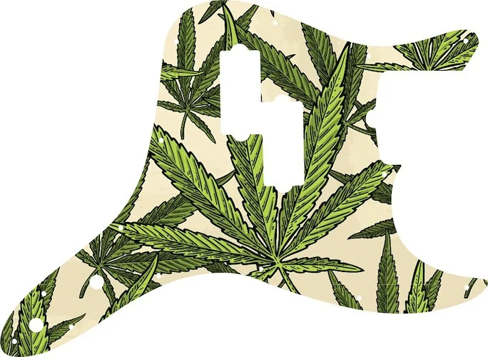 WD Custom Pickguard For Fender 2011-Present Reverse Pickup Mark Hoppus Signature Bass #GC02 Cannabis Leaf Graphic