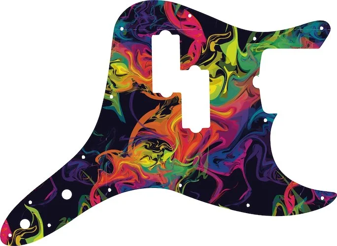 WD Custom Pickguard For Fender 2011-Present Reverse Pickup Mark Hoppus Signature Bass #GP01 Rainbow Paint Swirl Graphic