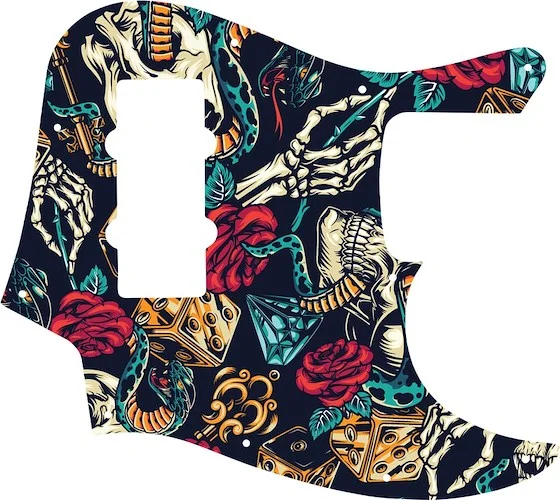 WD Custom Pickguard For Fender 2012-2013 Made In China Modern Player Jazz Bass #GT03 Vintage Flash Tattoo Graphic