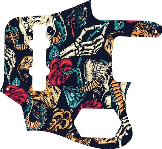 WD Custom Pickguard For Fender 2012-2013 Made In Japan Deluxe Jaguar Bass #GT03 Vintage Flash Tattoo Graphic
