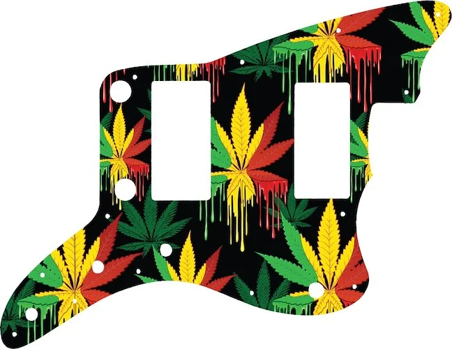 WD Custom Pickguard For Fender 2013-2014 Made In China Modern Player Jazzmaster HH #GC01 Rasta Cannabis Drip Graphic