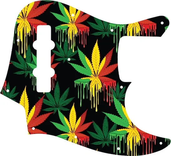 WD Custom Pickguard For Fender 2013-Present Made In Mexico Geddy Lee Jazz Bass #GC01 Rasta Cannabis Drip Graphic
