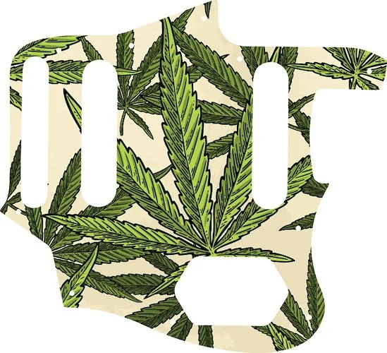 WD Custom Pickguard For Fender 2015-2018 Made In Mexico Classic Series 60s Jaguar Lacquer #GC02 Cannabis Leaf Graphic