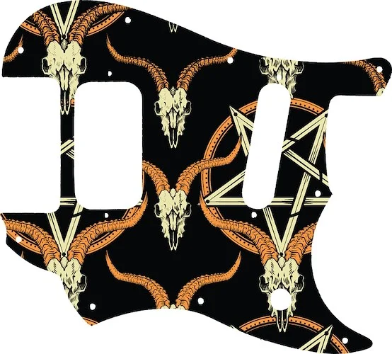 WD Custom Pickguard For Fender 2016-2019 Made In Mexico Duo-Sonic Offset HS - Custom Designed For Kurt Cobain Mustang Modification #GOC01 Occult Goat Skull & Pentagram Graphic