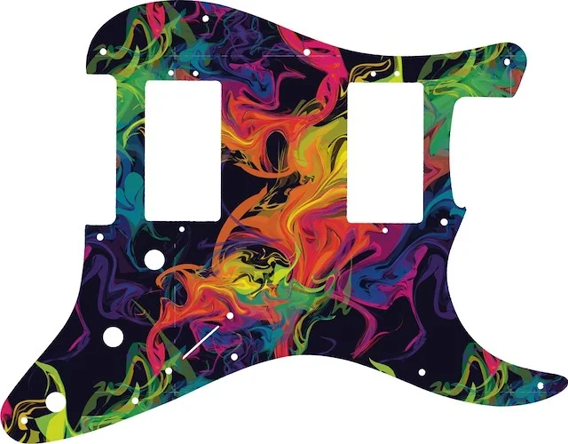 WD Custom Pickguard For Fender 2016 American Professional Stratocaster HH With Covered Shawbuckers #GP01 Rainbow Paint Swirl Graphic