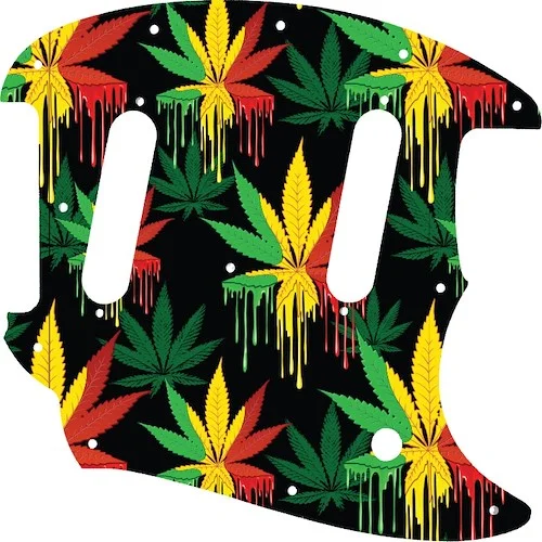 WD Custom Pickguard For Fender 2017-Present Classic Style Mustang #GC01 Rasta Cannabis Drip Graphic