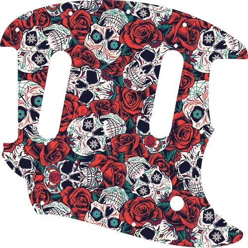 WD Custom Pickguard For Fender 2017-Present Classic Style Mustang #GS01 Dia De Muertos Calavera Skull & Rose Graphic