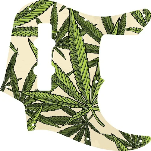 WD Custom Pickguard For Fender 22 Fret Longhorn Jazz Bass #GC02 Cannabis Leaf Graphic