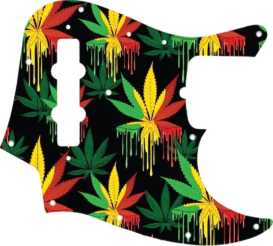 WD Custom Pickguard For Fender 50th Anniversary Jazz Bass #GC01 Rasta Cannabis Drip Graphic