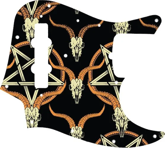 WD Custom Pickguard For Fender 50th Anniversary Jazz Bass #GOC01 Occult Goat Skull & Pentagram Graphic