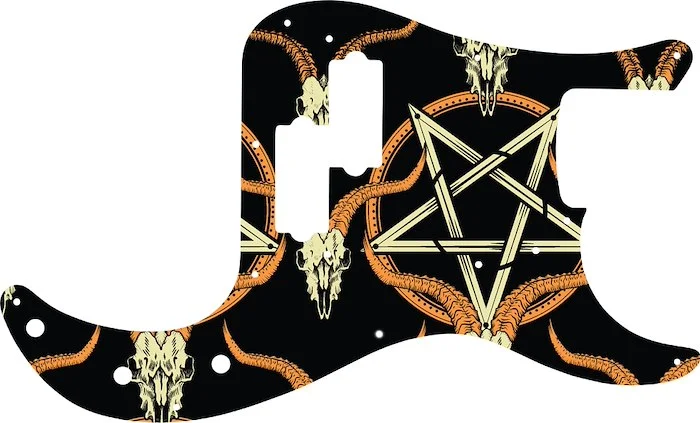 WD Custom Pickguard For Fender 50th Anniversary Precision Bass #GOC01 Occult Goat Skull & Pentagram Graphic