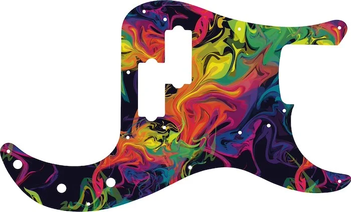 WD Custom Pickguard For Fender 50th Anniversary Precision Bass #GP01 Rainbow Paint Swirl Graphic