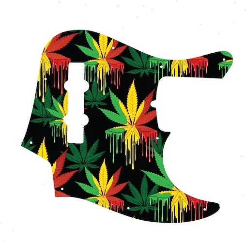 WD Custom Pickguard For Fender American Deluxe 21 Fret Jazz Bass#GC01 Rasta Cannabis Drip Graphic