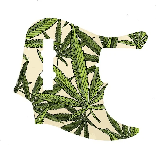 WD Custom Pickguard For Fender American Deluxe 21 Fret Jazz Bass#GC02 Cannabis Leaf Graphic