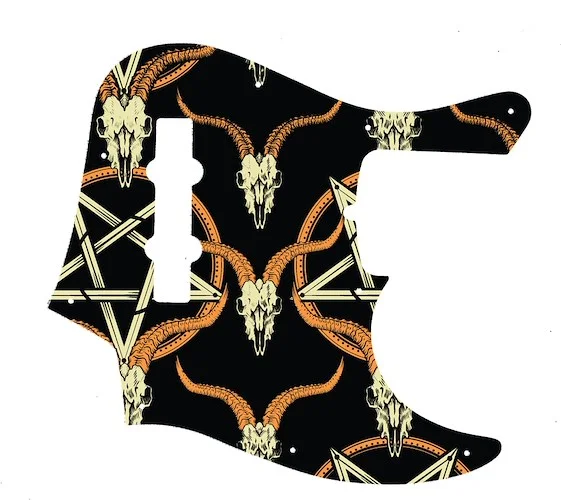 WD Custom Pickguard For Fender American Deluxe 21 Fret Jazz Bass#GOC01 Occult Goat Skull & Pentagram Graphic