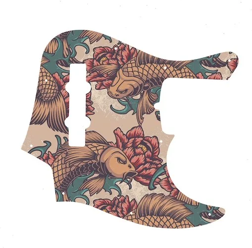 WD Custom Pickguard For Fender American Deluxe 21 Fret Jazz Bass#GT01 Koi Tattoo Graphic