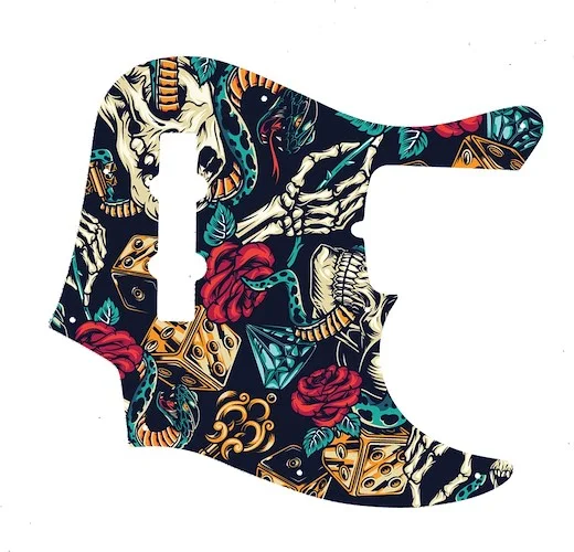 WD Custom Pickguard For Fender American Deluxe 21 Fret Jazz Bass#GT03 Vintage Flash Tattoo Graphic