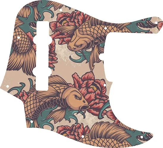 WD Custom Pickguard For Fender American Deluxe 21 Fret 5 String Jazz Bass #GT01 Koi Tattoo Graphic
