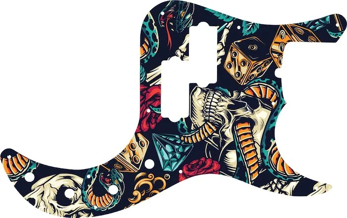 WD Custom Pickguard For Fender American Deluxe 22 Fret Precision Bass #GT03 Vintage Flash Tattoo Graphic