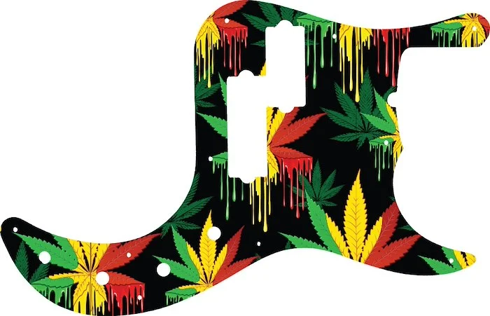 WD Custom Pickguard For Fender American Deluxe 5 String Precision Bass #GC01 Rasta Cannabis Drip Graphic