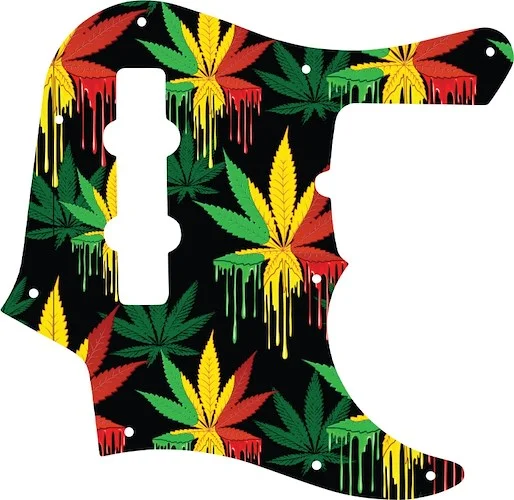 WD Custom Pickguard For Fender American Deluxe 1998-Present 22 Fret Jazz Bass #GC01 Rasta Cannabis Drip Graphic