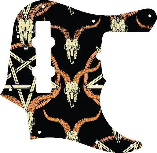 WD Custom Pickguard For Fender American Deluxe 1998-Present 22 Fret Jazz Bass #GOC01 Occult Goat Skull & Pentagram Graphic