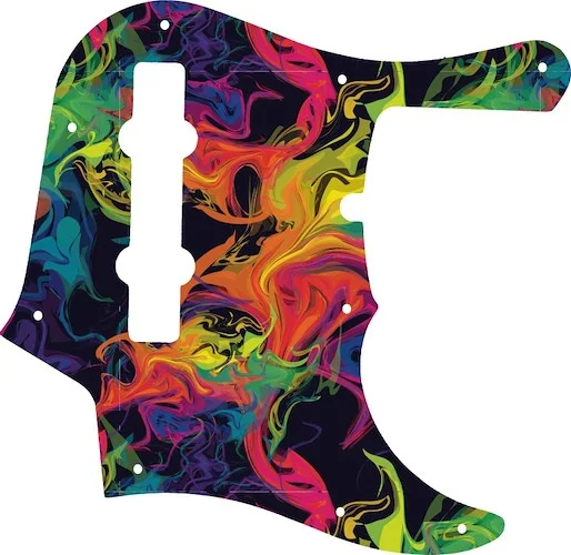 WD Custom Pickguard For Fender American Deluxe 1995-Present 22 Fret 5 String Jazz Bass #GP01 Rainbow Paint Swirl Graphic
