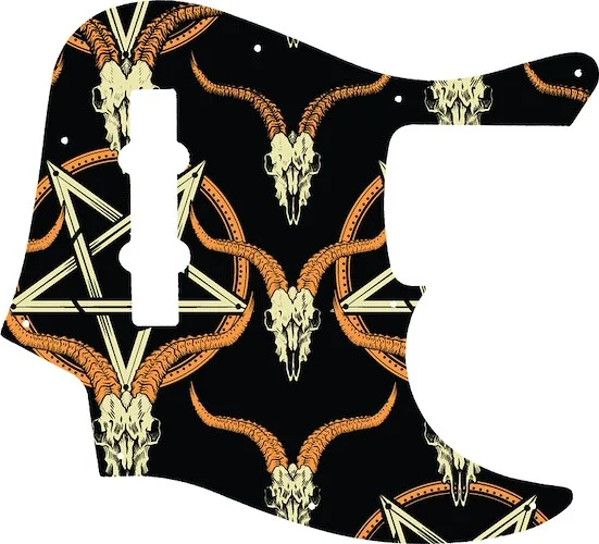 WD Custom Pickguard For Fender American Elite Jazz Bass #GOC01 Occult Goat Skull & Pentagram Graphic