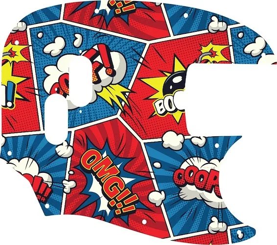 WD Custom Pickguard For Fender American Performer Mustang Bass #GCM01 Comic Book Graphic