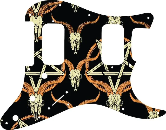 WD Custom Pickguard For Fender Big Apple Or Double Fat Stratocaster #GOC01 Occult Goat Skull & Pentagram Graphic