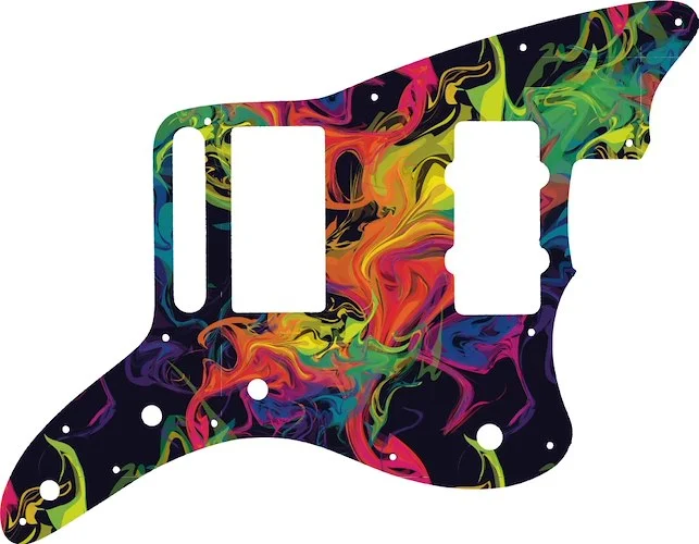 WD Custom Pickguard For Fender Blacktop Jazzmaster #GP01 Rainbow Paint Swirl Graphic