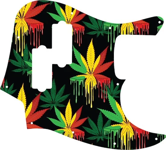 WD Custom Pickguard For Fender Blacktop Jazz Bass #GC01 Rasta Cannabis Drip Graphic