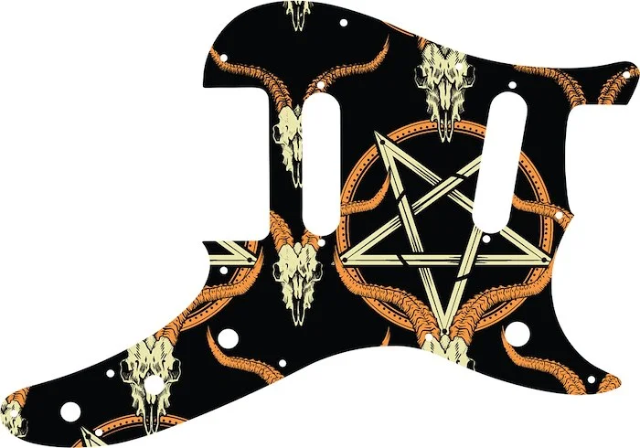 WD Custom Pickguard For Fender Duo-Sonic Offset SS #GOC01 Occult Goat Skull & Pentagram Graphic