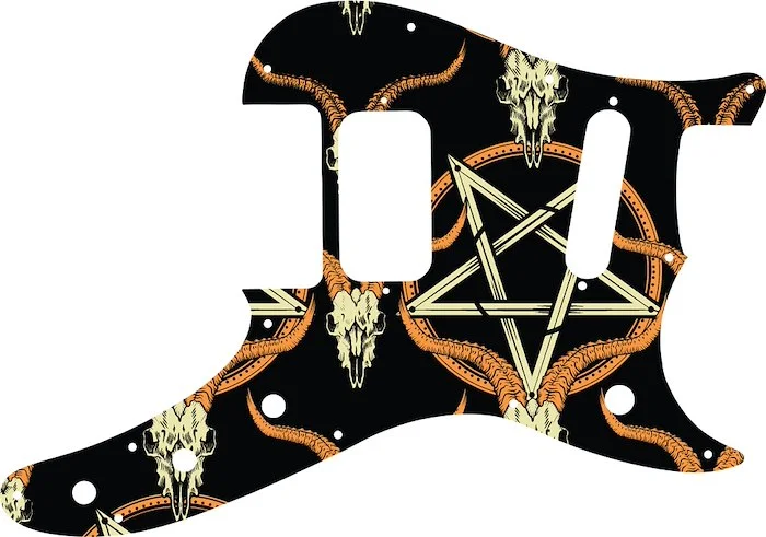 WD Custom Pickguard For Fender Duo-Sonic Offset HS #GOC01 Occult Goat Skull & Pentagram Graphic