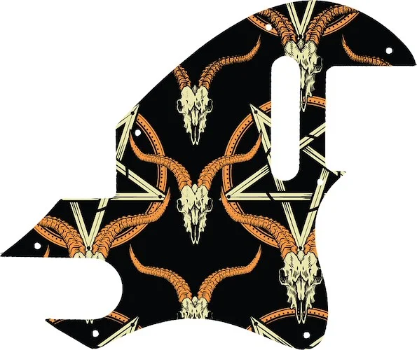 WD Custom Pickguard For Fender F-Hole Telecaster #GOC01 Occult Goat Skull & Pentagram Graphic