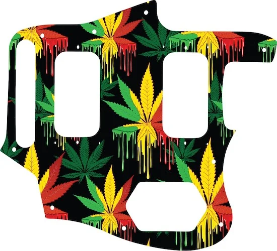 WD Custom Pickguard For Fender Kurt Cobain Signature Series Jaguar #GC01 Rasta Cannabis Drip Graphic