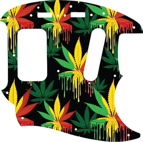 WD Custom Pickguard For Fender Kurt Cobain Mustang #GC01 Rasta Cannabis Drip Graphic